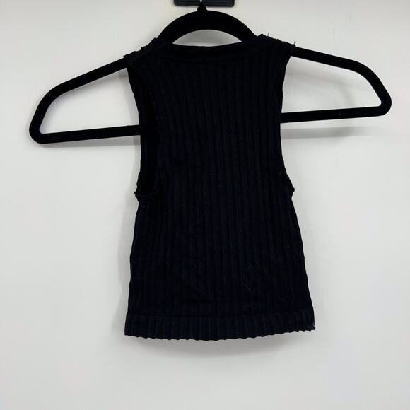 Out From Under for Urban Outfitters Black Ribbed Stretch Crop Henley Tank XS/S - Picture 5 of 5